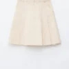 Falda midi plisada de algodón