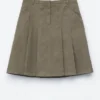 Falda midi plisada de algodón