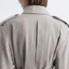 Gabardina de algodón y lana con cinturón para atar