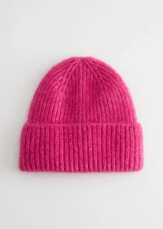 Gorro de mezcla de mohair acanalado