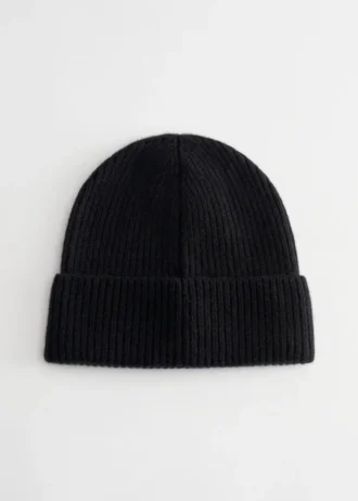 Gorro de punto de cachemira acanalado