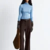 Jersey de cuello alto de punto acanalado con lurex