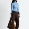 Jersey de cuello alto de punto acanalado con lurex
