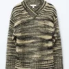 Jersey de cuello en V con mezcla de mohair