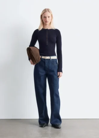 Jersey de lana merina con media tapeta