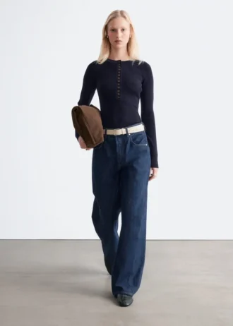 Jersey de lana merina con media tapeta