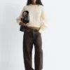 Jersey de manga abullonada con mezcla de mohair