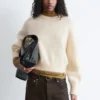 Jersey de manga abullonada con mezcla de mohair