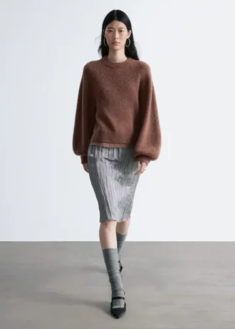 Jersey de mezcla de alpaca con mangas abullonadas