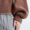 Jersey de mezcla de alpaca con mangas abullonadas