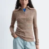 Jersey de punto melange con media cremallera