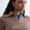 Jersey de punto melange con media cremallera