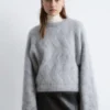 Jersey de punto trenzado con mezcla de mohair