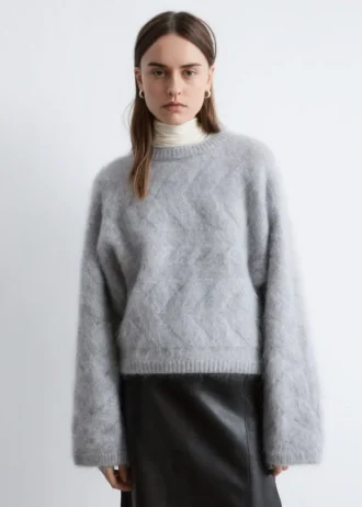 Jersey de punto trenzado con mezcla de mohair