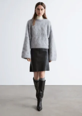 Jersey de punto trenzado con mezcla de mohair