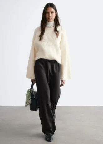 Jersey de punto trenzado con mezcla de mohair
