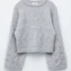 Jersey de punto trenzado con mezcla de mohair