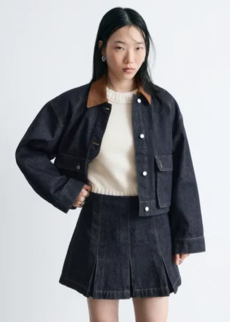 Minifalda de denim plisada