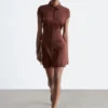 Minivestido de camisa de jacquard