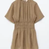 Minivestido de manga corta con fruncidos