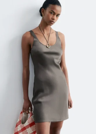 Minivestido liso de satén