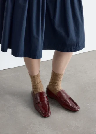 Mocasines de piel con puntera cuadrada