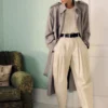 Gabardina de algodón y lana con cinturón para atar