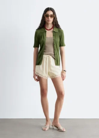 Pantalones cortos de jacquard con paneles de encaje