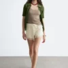 Pantalones cortos de jacquard con paneles de encaje