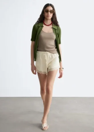Pantalones cortos de jacquard con paneles de encaje