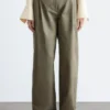 Pantalones de algodón con pliegues