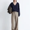 Pantalones de lana con pliegues marcados