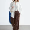 Pantalones de pierna ancha con cordón