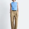 Pantalones de pierna ancha con pliegues