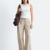 Pantalones de sarga de algodón con cordón