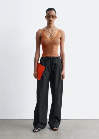 Pantalones de sarga de algodón con cordón