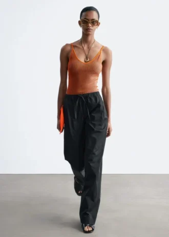 Pantalones de sarga de algodón con cordón