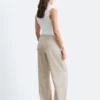 Pantalones de sarga de algodón con cordón