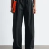 Pantalones de sarga de algodón con cordón