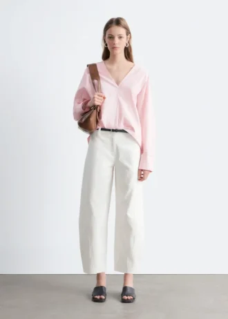 Pantalones de sarga de algodón de corte acampanado