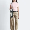 Pantalones de sarga de algodón de corte acampanado