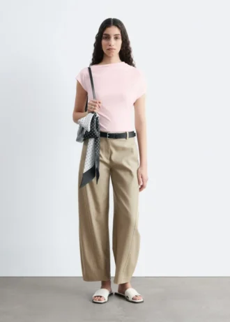 Pantalones de sarga de algodón de corte acampanado