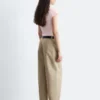Pantalones de sarga de algodón de corte acampanado