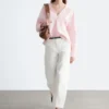 Pantalones de sarga de algodón de corte acampanado