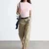 Pantalones de sarga de algodón de corte acampanado