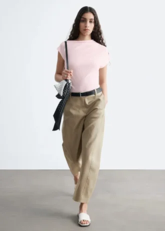 Pantalones de sarga de algodón de corte acampanado