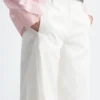 Pantalones de sarga de algodón de corte acampanado