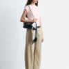 Pantalones de sarga de algodón de corte acampanado