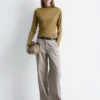 Pantalones de sarga de pierna ancha
