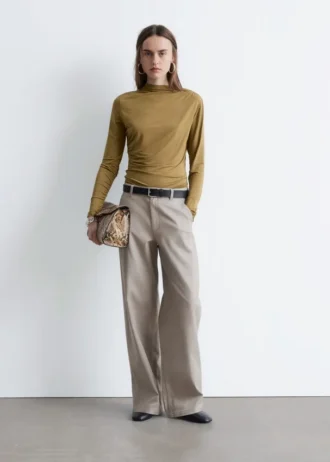 Pantalones de sarga de pierna ancha